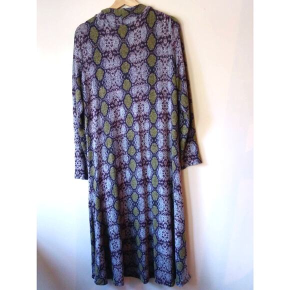 Oliver Escio M Snake Print Cardigan Duster Sweater Lightweight Boho Gray Green - Picture 8 of 10